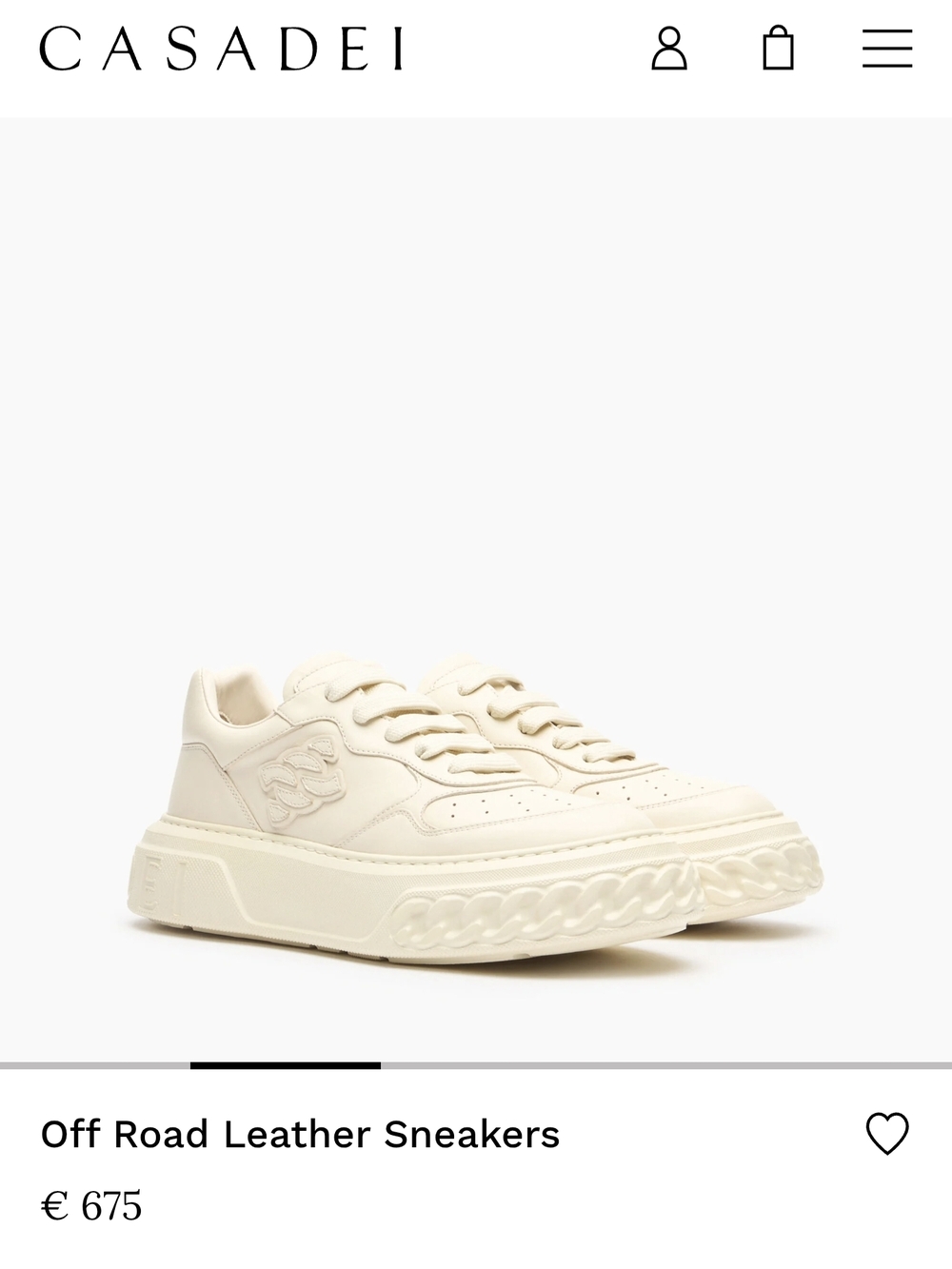 MSRP $800 Casadei Off Road Leather Sneakers in Cream Size 36 EU / 6 US deadstock